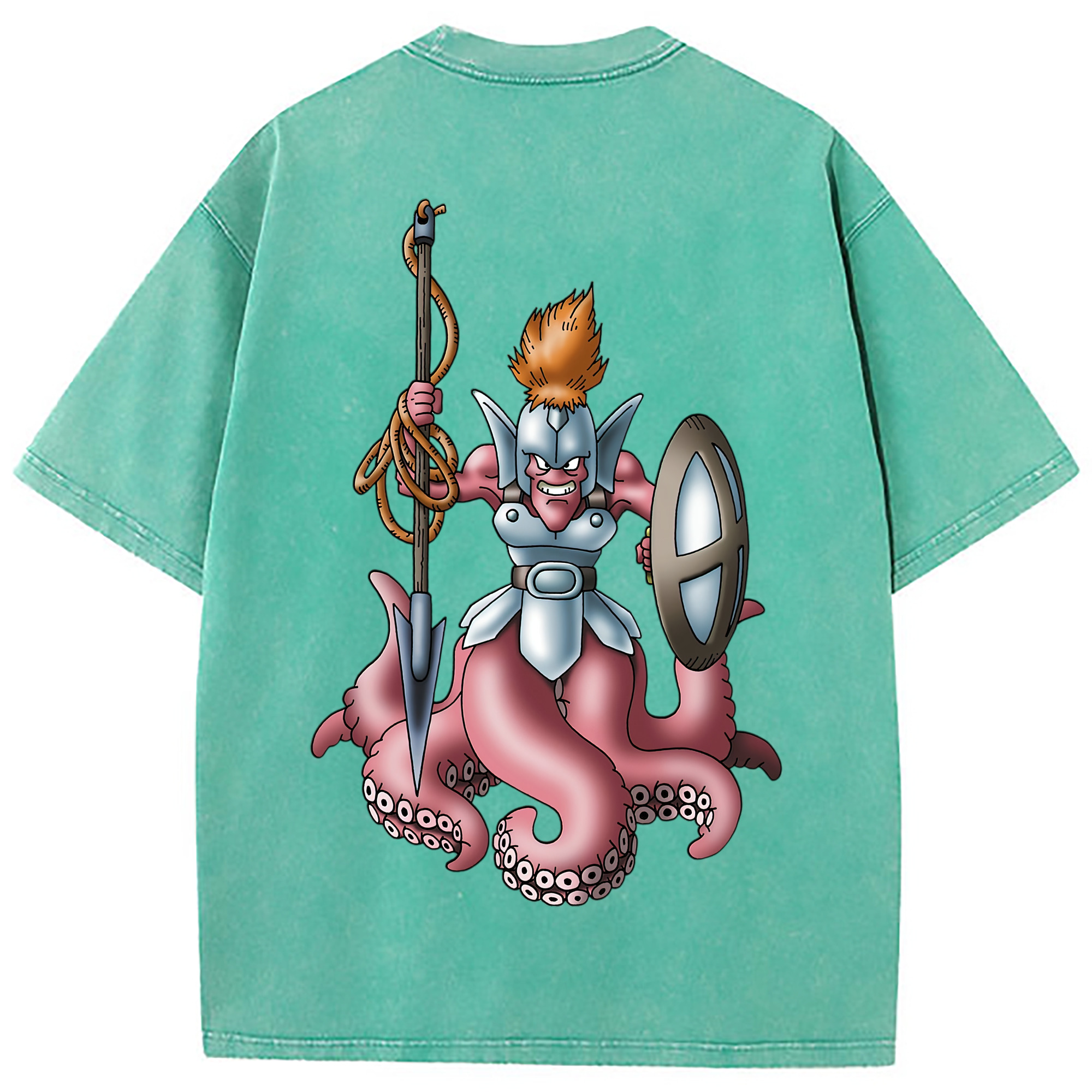 （画像用） ドラゴンクエスト Doragon Kuesuto Dragon Quest 綿100% ヴィンテージ風 半袖Tシャツ（背面プリント）